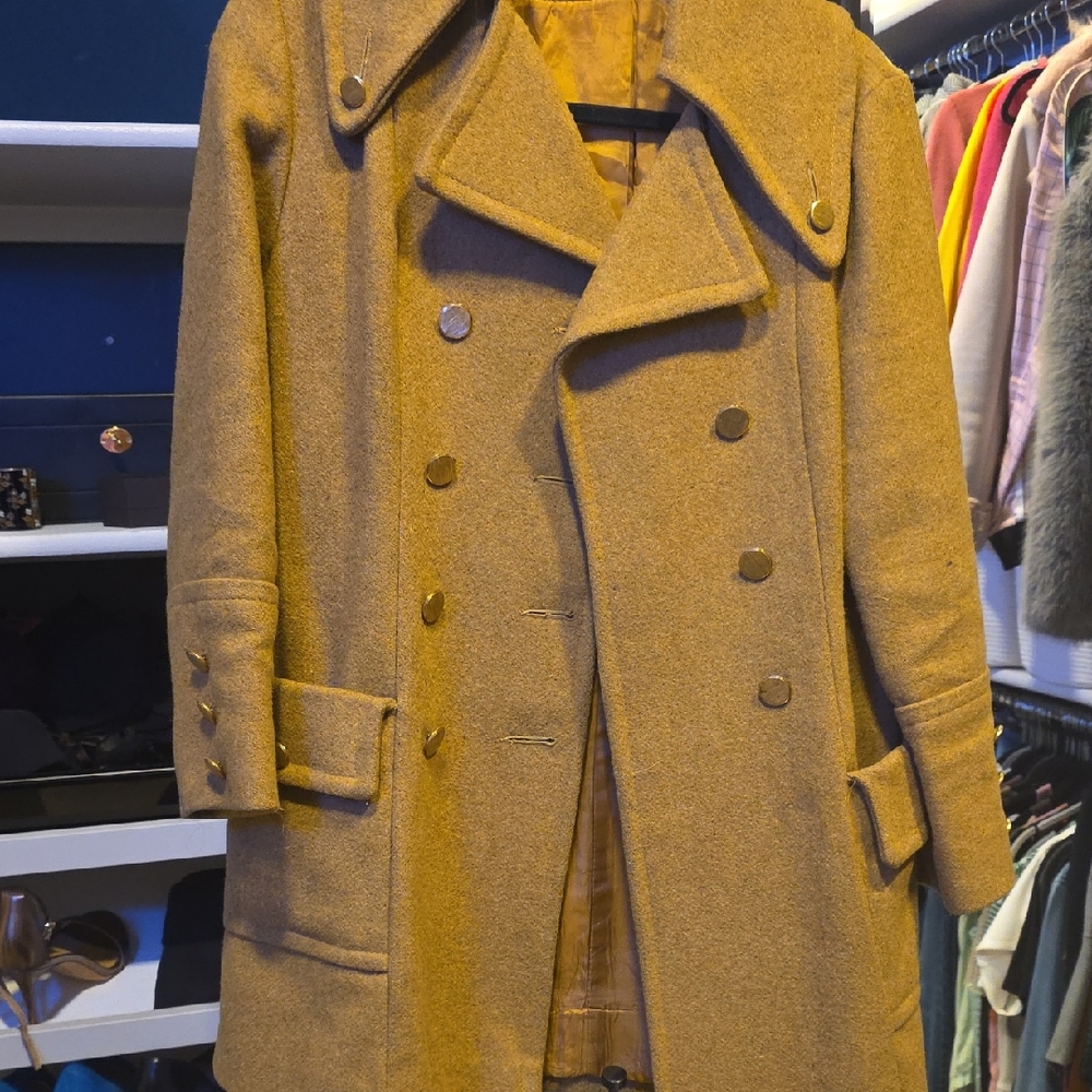 Women's Double-Breasted Camel Pea Coat